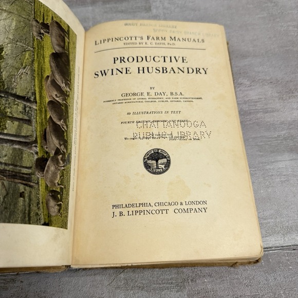 Lippincott's Farm Manuals Productive Swine Husbandry G. E.‎ Day 1913 Pigs Book - Picture 2 of 16